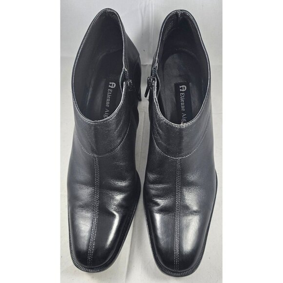 Vintage Elienne Aigner Women’s Black Leather Ankle Booties Size 7.5 - Picture 4 of 12